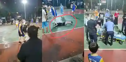 一拳超人 深圳平湖篮球场 两男子发生肢体冲突 一男子被抱摔后倒地抽搐