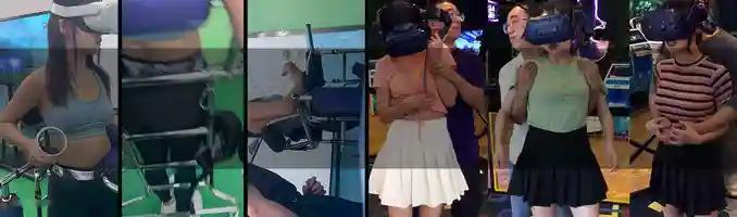 VR套路顶臀搂胸 美女玩VR游戏 被套路顶臀搂胸