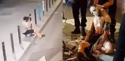 法国巴黎一名男子 从公寓楼摔下 菊花刚好插入一根停车杆