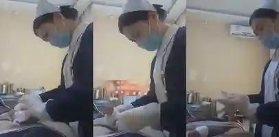 真实医院术后上药 高颜值小护士操作 鸡巴不听话的硬了怎么办？