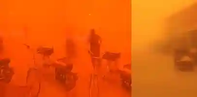 惊现血红色天空 沙尘暴袭击约旦阿兹拉克地区 整个天空像血染的一样 宛如人间炼狱 世界末日一般