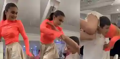 俄罗斯 一名高颜值少女 在生日庆祝活动中半裸跳舞 被其同伴将视频全网曝光