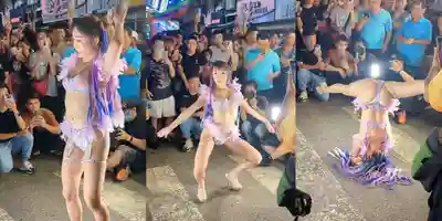 一年一度的台湾义民节新埔义民庙会热闹非凡 台妹大跳骚舞引来众人围观