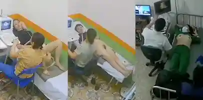 医院摄像头偷拍妇科 少妇做B超阴道检查 笑着进去被超长设备捅来捅去 捂着逼瘸着走出来