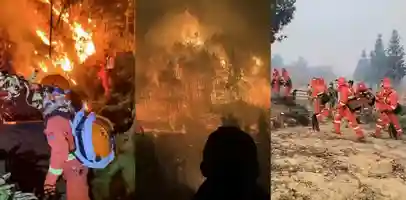 贵州各地频发山火 数公里的山林和多数房屋被烧毁 目前仍未被扑灭 疑似已有两名消防人员牺牲