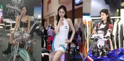 北京国际摩托车展览会上的机车少女